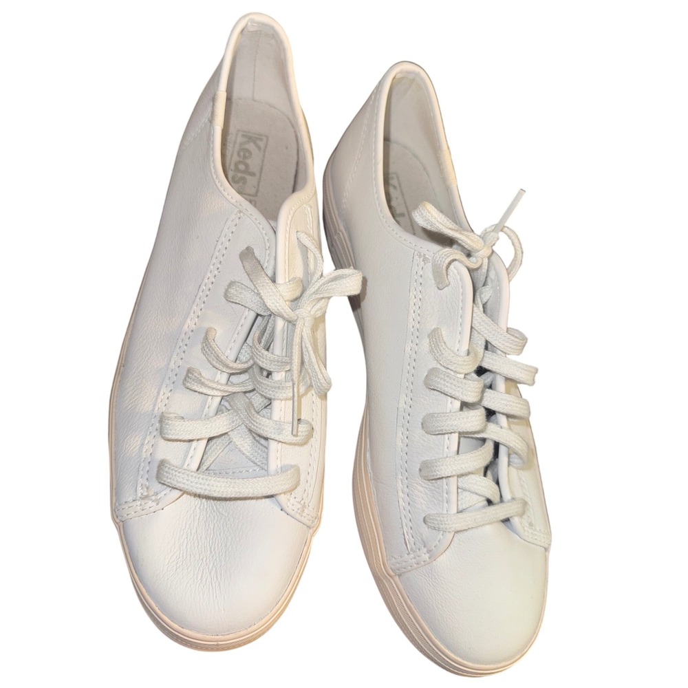 Keds Women's WH58470 White Leather Lace Up‎ Low Top Sneakers Size 9.5